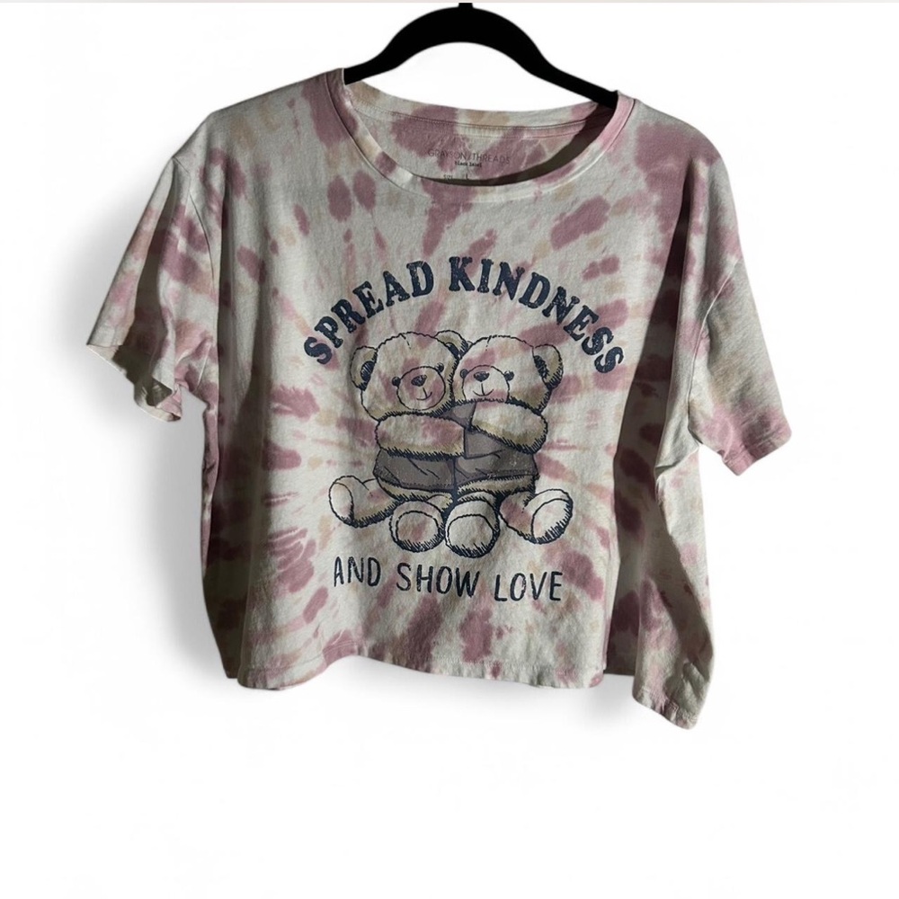 Tie-Dye Bear Graphic Cropped Tee